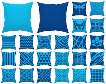 Bright Blue throw pillow cover 14x14 16x16 18x18 20x20 24x24 26x26, indoor or outdoor blue cushions, euro sham blue room decor