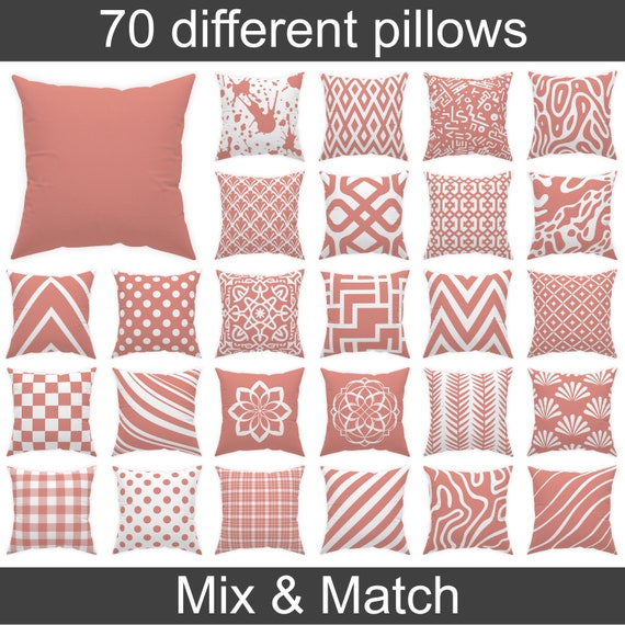 Coral Haze Throw Pillow 14x14 16x16 18x18 20x20 24x24 26x26 Indoor and Outdoor White and Coral Cushion Modern Euro Sham Studio Decor Etsy