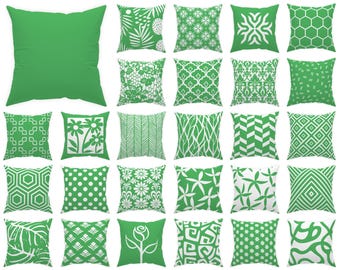 Envy Green throw pillow cover 14x14 16x16 18x18 20x20 24x24 26x26, Outdoor Vibrant Cushion for Living Room or Patio, green euro sham