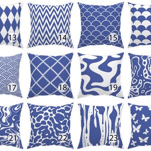 Amparo Blue and white throw pillow 14x14 16x16 18x18 20x20 24x24 26x26, indoor and outdoor cornflower blue cushion home decor euro sham image 3