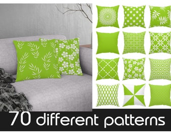 lime green pillow cover, 70 different patterns apple green pillow, 14x14 16x16 18x18 20x20, bright green minimalist pillows, green cushion