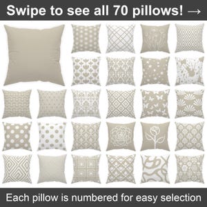 Linen beige throw pillow 14x14 16x16 18x18 20x20 24x24 26x26, Indoor | Outdoor neutral cushion, creamy euro sham, housewarming gift