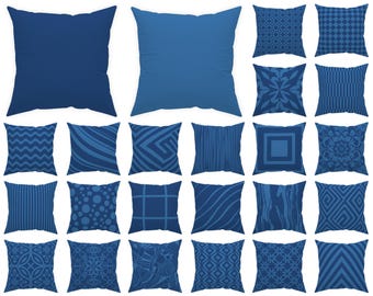 Marineblaues Dekokissen – Kissenbezug für drinnen und draußen (14x14, 16x16, 18x18, 20x20, 24x24, 26x26 Zoll) – für minimalistische Wohnkultur