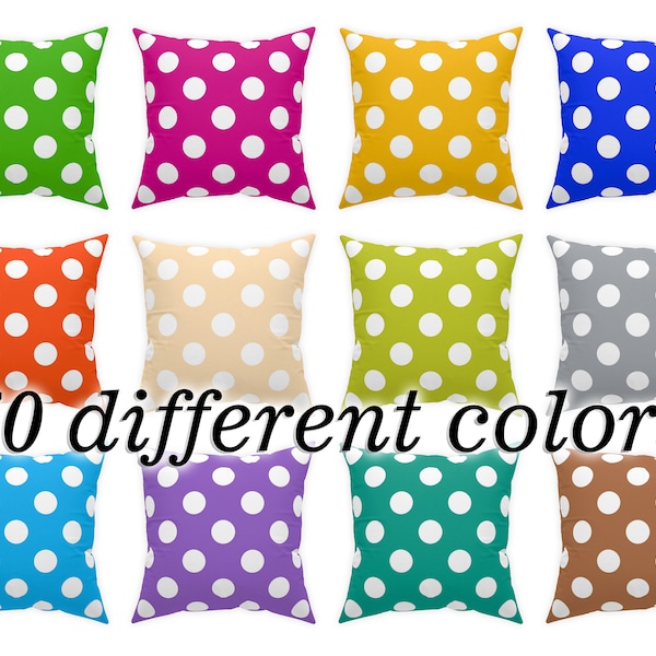 polka dot pillow covers 14x14 16x16 18x18 20x20, large polka dot orange pillow case, yellow throw pillow, cushion beige pillows