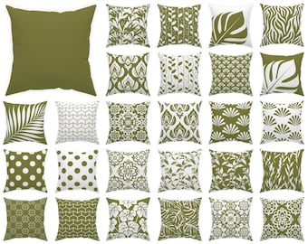 Olive Green Accent Pillow - Indoor Outdoor Cushion 14x14 16x16 18x18 20x20 24x24 26x26 - Rustic Home Decor - Summer Euro Sham
