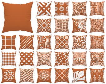 Gebrannte Orange Kissen 14x14 16x16 18x18 20x20 24x24 26x26, orange und weiße Kissen Herbst Dekor für drinnen und draußen, Herbst-Euro-Schein