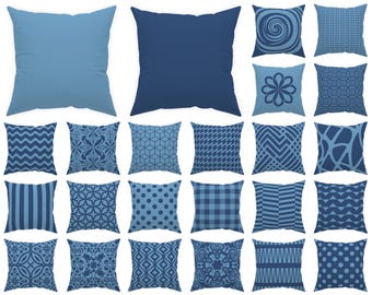 denim blue pillow cover 14x14 16x16 18x18 20x20 24x24 26x26, blue modern home decor, navy outdoor cushion, dark blue euro sham