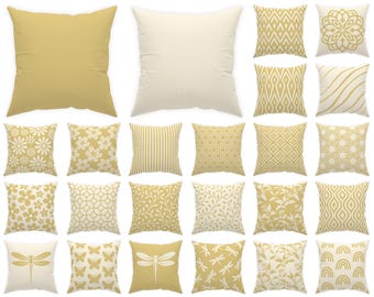 Yellow Outdoor Cushion 14x14, 16x16, 18x18, 20x20, 24x24, 26x26, Mustard Throw Pillow Cover, Soft Farmhouse Euro Sham
