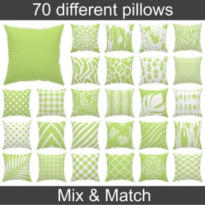 May include: 70 different green pillow covers with various white patterns. Mix & Match.