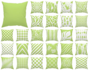 Sharp Green lime throw pillow 14x14 16x16 18x18 20x20 24x24 26x26, indoor and outdoor lime and white cushion, living room decor euro sham
