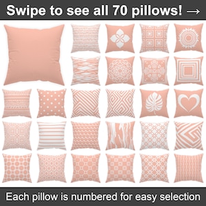 Tropical peach throw pillow cover 14x14 16x16 18x18 20x20, light peach cushion case, indoor and outdoor pillow euro sham