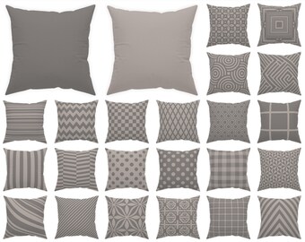 Mushroom grey taupe throw pillow 14x14 16x16 18x18 20x20 24x24 26x26, indoor or outdoor taupe gray cushion home decor, taupe euro sham