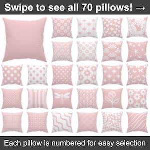 Soft Rose Pink throw pillow 14x14 16x16 18x18 20x20 24x24 26x26, Indoor or Outdoor, Soft Pastel Cushion Cover for Patio or Living Room