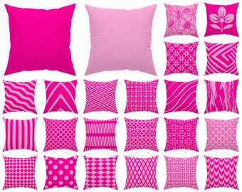 Deep pink throw pillow 14x14 16x16 18x18 20x20, pink home decor, indoor and outdoor cushion