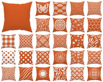 Kürbis-Orange Kissenbezug 14x14 16x16 18x18 20x20 24x24 26x26, Outdoor lebendiges rustikales Kissen für Herbst Dekor, Orange Euro Sham