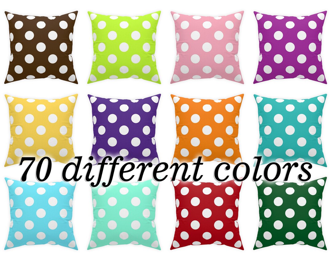 Polka Dot Throw Pillows 70 Different Colors, Blue Pillow Cover, Red