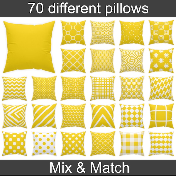 bright yellow throw pillow 14x14 16x16 18x18 20x20, golden yellow pillow case, indoor pillows or covers