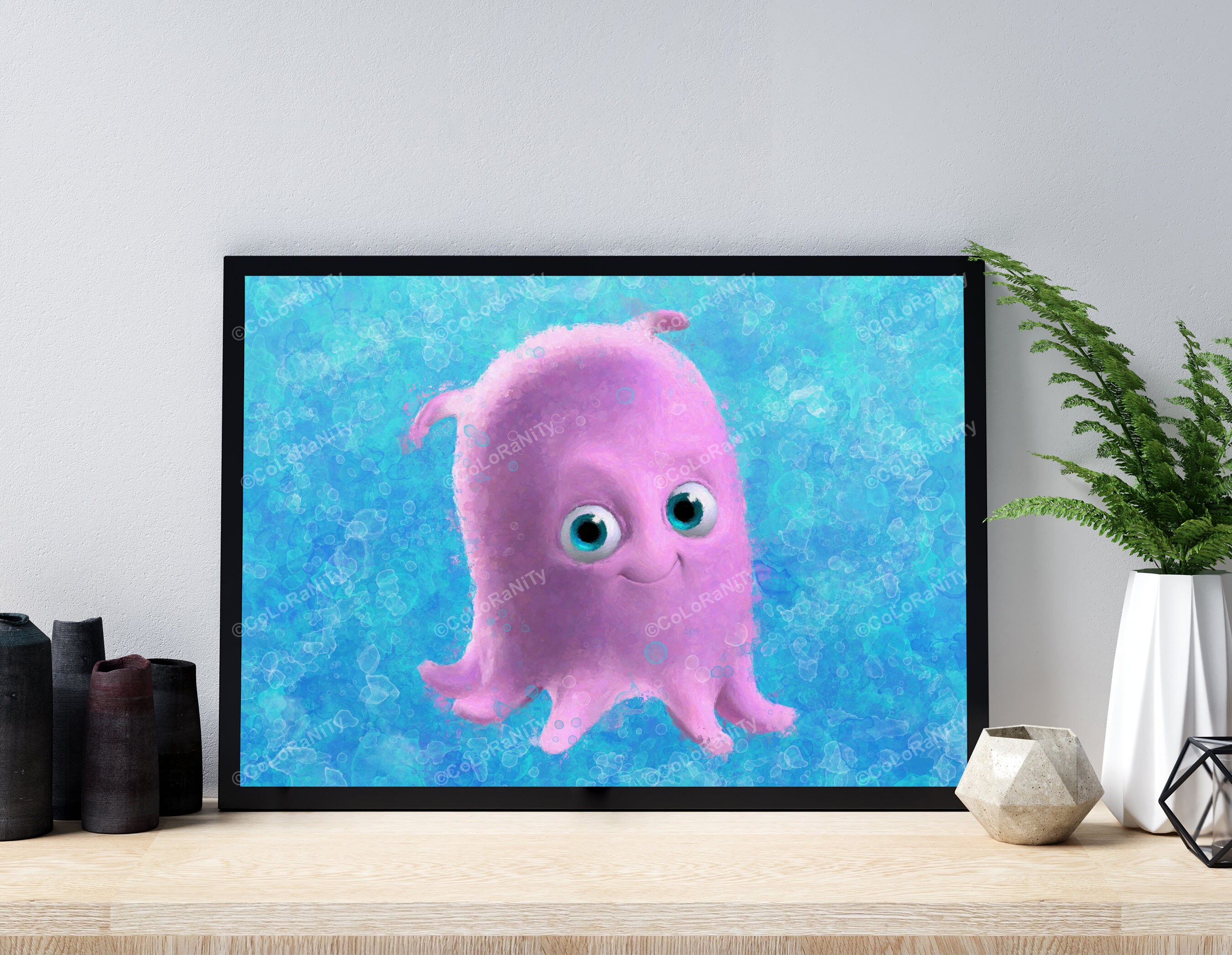 Finding nemo pearl baby octopus print sea life nursery Etsy