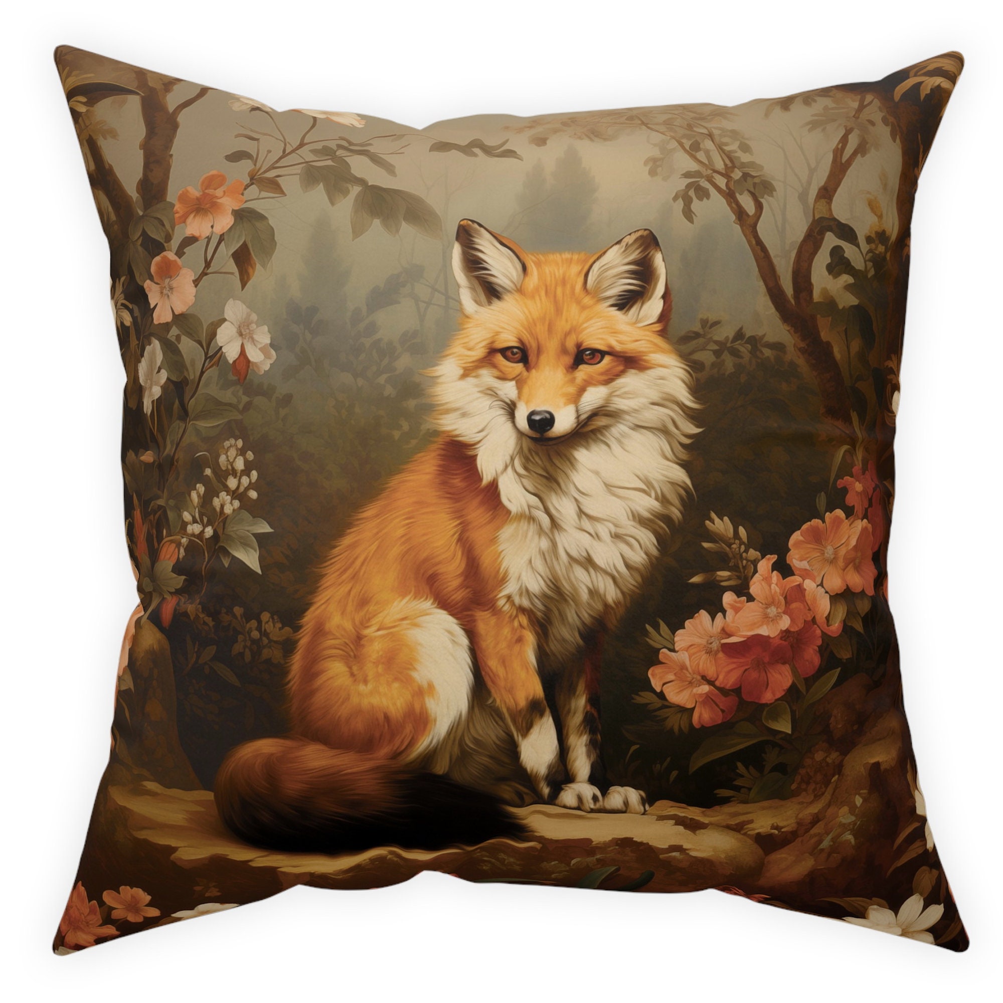 Victorian Fox Cushion Cover 14x14 16x16 18x18 20x20 24x24 26x26