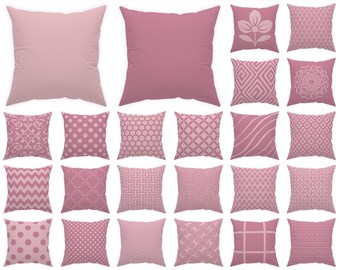 Dusty pink pillow cover 14x14 16x16 18x18 20x20 24x24 26x26, pink room decor, indoor or outdoor pink cushion, girly euro sham