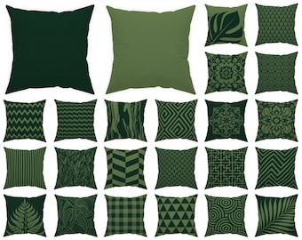 Deep forest dark green pillow cover 14x14 16x16 18x18 20x20 24x24 26x26, indoor and outdoor green throw pillow, dorm pillow green