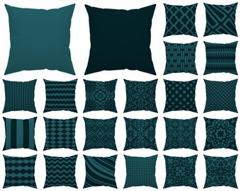 dark teal green pillow cover 14x14 16x16 18x18 20x20 24x24 26x26, teal cushion, indoor and outdoor pillow, dark teal euro sham