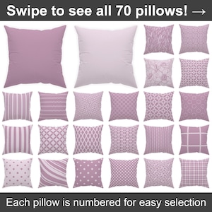 Mauve Mist throw cushion 14x14 16x16 18x18 20x20, indoor and outdoor mauve throw pillow