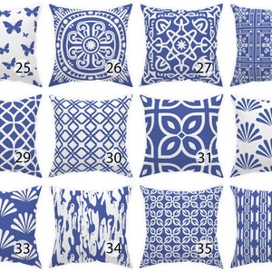 Amparo Blue and white throw pillow 14x14 16x16 18x18 20x20 24x24 26x26, indoor and outdoor cornflower blue cushion home decor euro sham image 4