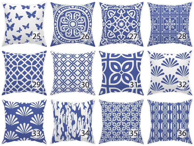 Amparo Blue and white throw pillow 14x14 16x16 18x18 20x20 24x24 26x26, indoor and outdoor cornflower blue cushion home decor euro sham image 4
