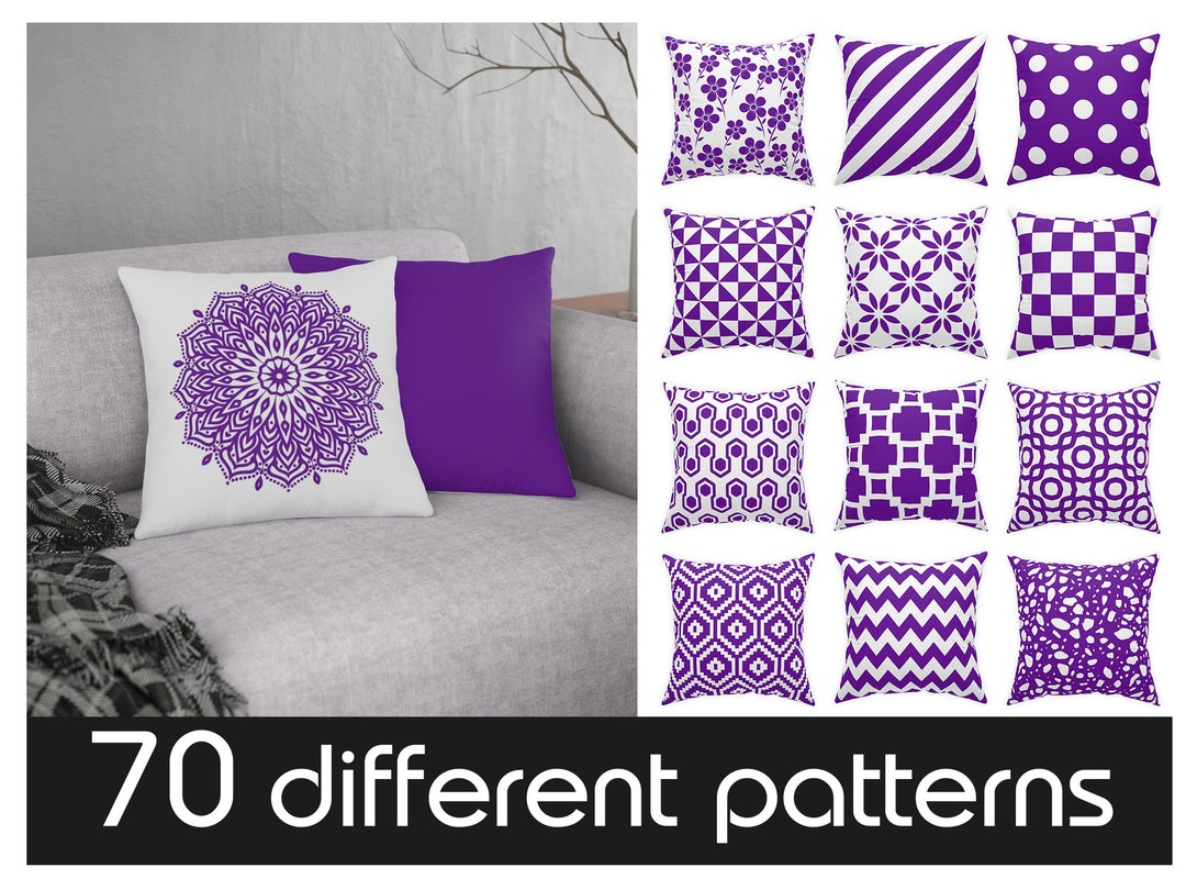 Dark Purple Pillow Cover, 70 Different Patterns Euro Sham, 14x14 16x16