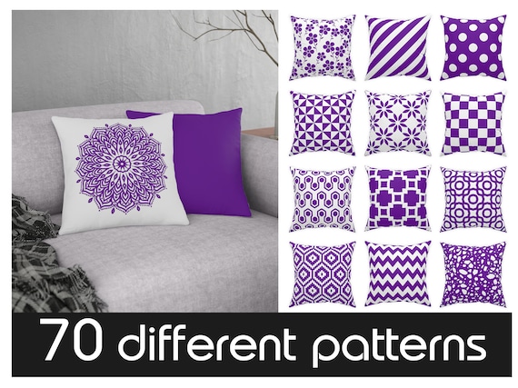 Dark Purple Pillow Cover 70 Different Patterns Euro Sham 14x14 16x16 18x18 20x20 Purple Geometric Pillow for Home Purple Decorations Etsy UK