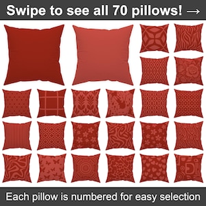 Paprika Red throw pillow 14x14 16x16 18x18 20x20 24x24 26x26, indoor and outdoor red patio cushion decor, bright red euro sham