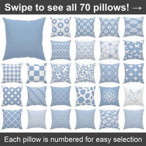 Blue Throw Pillow Cover 14x14 16x16 18x18 20x20 24x24 26x26, Coastal Outdoor Cushion, Beach House Decor, Light Blue Euro Sham