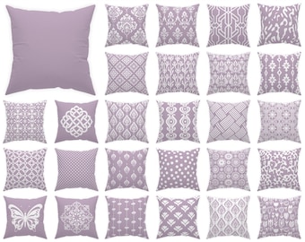 Lilac Purple Outdoor Pillow, Pastel Purple Accent Cushion 14x14 16x16 18x18 20x20 24x24 26x26, Euro Sham, Light Purple Throw Pillow Cover