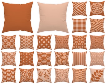 Gebrannte Orange Außenkissen 14x14, 16x16, 18x18, 20x20, 24x24, 26x26, Geometrisches Kissen Terrakotta, Boho Bauernhaus Euro Sham