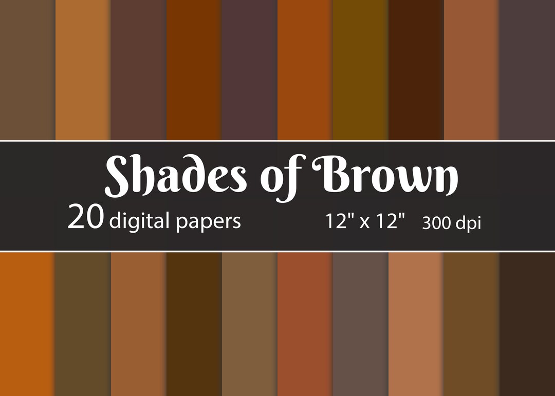 Set of 20 Brown Digital Paper Pack for Scrapbooking, Brown Solid ...