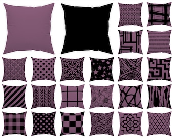 Argyle Purple throw pillow 14x14 16x16 18x18 20x20 24x24 26x26 indoor and outdoor purple plum and black cushion, living room decor euro sham