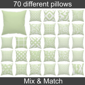 Cuscino decorativo verde chiaro pastello Lime Cream 14x14 16x16 18x18 20x20 24x24 26x26, cuscino verde lime e bianco per interni ed esterni, federa europea