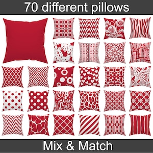 True Red throw pillow 14x14 16x16 18x18 20x20 24x24 26x26, indoor and outdoor red patio cushion decor, elegance aesthetic euro sham