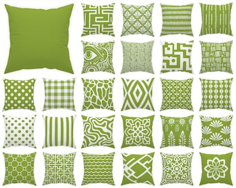 Titanite Lime green throw pillow 14x14 16x16 18x18 20x20 24x24 26x26 indoor and outdoor green lime and white cushion, modern decor euro sham