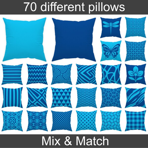 Bright Blue Pillow Etsy
