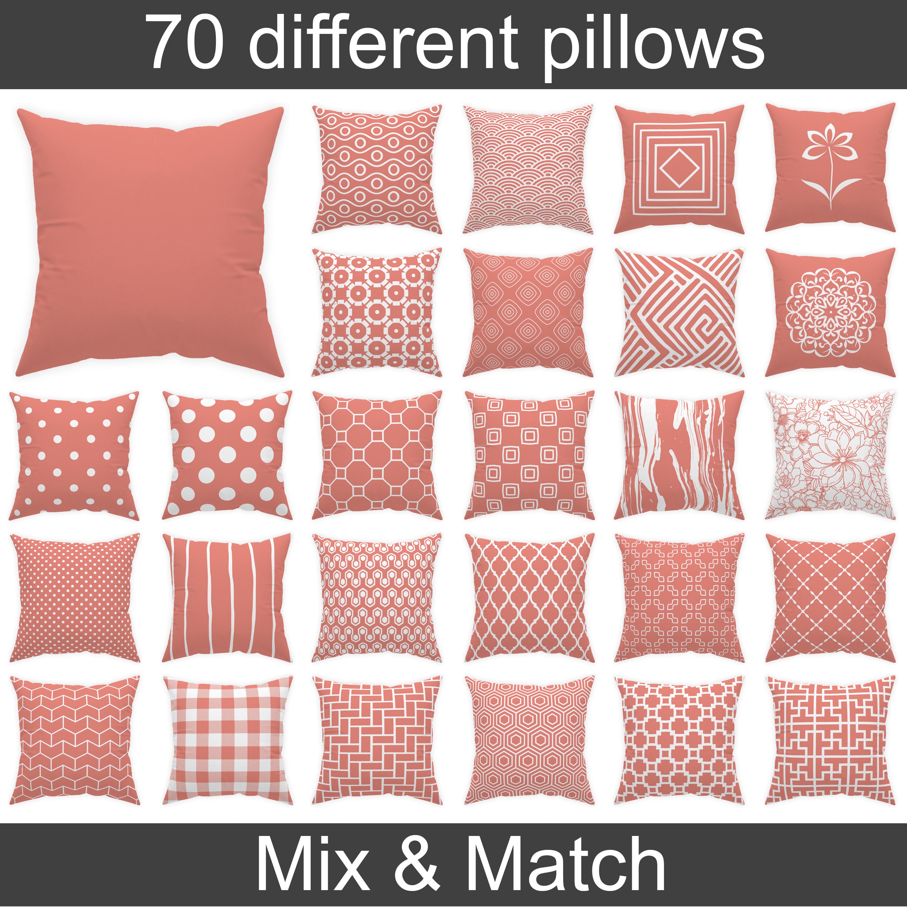 Pillowtex Plush 18'x18' Throw Pillow with Cover-Coral- from