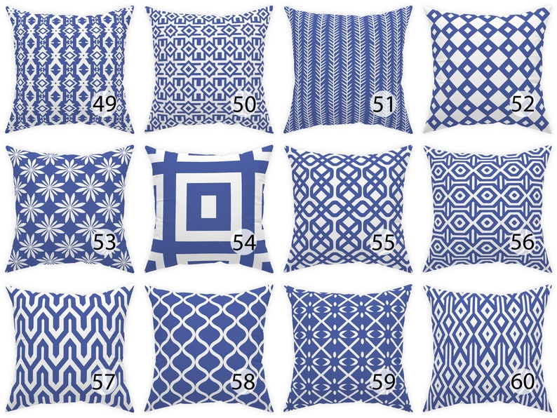 Amparo Blue and white throw pillow 14x14 16x16 18x18 20x20 24x24 26x26, indoor and outdoor cornflower blue cushion home decor euro sham image 6