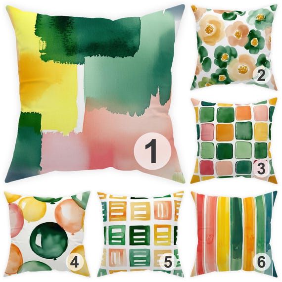 Watercolor Abstract Throw Pillow Cover 14x14 16x16 18x18 20x20