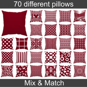 Cuscino rosso granato e bianco 14x14 16x16 18x18 20x20 24x24 26x26, cuscino rosso scuro per interni ed esterni, decorazione per vino