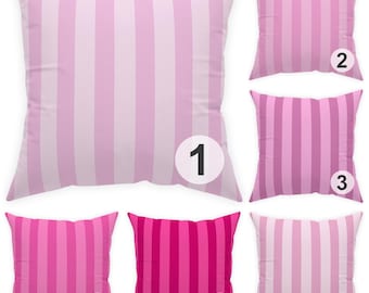 Pink Striped Outdoor Cushion, Blush Rose Pillow Case, Girly Bedroom Euro Sham, Pink Stripe Pillow Cover 14x14 16x16 18x18 20x20 24x24 26x26
