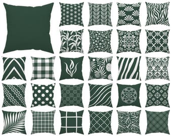 Green Throw Pillow or Cover 14x14 16x16 18x18 20x20 24x24 26x26, Decorative Outdoor Cushion for Sofa, Bed, or Patio, Dark Green Euro Sham