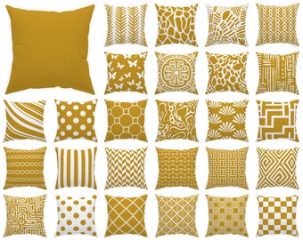 Nugget Gold moutarde coussin 14 x 14 16 x 16 18 x 18 x 18 20 x 20 24 x 24 26 x 26, coussin de patio moutarde intérieur et extérieur décor taie d'oreiller jaune doré