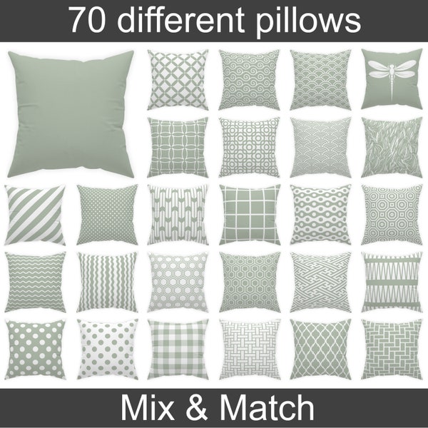 Seafoam pillow cover 14x14 16x16 18x18 20x20, light gray cushion, indoor and outdoor, sea foam throw pillows, grey white euro sham