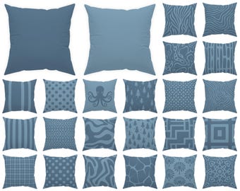 Slate Blue throw pillow case 14x14 16x16 18x18 20x20 24x24 26x26, indoor or outdoor blue cushion, winter patio decor, blue euro sham